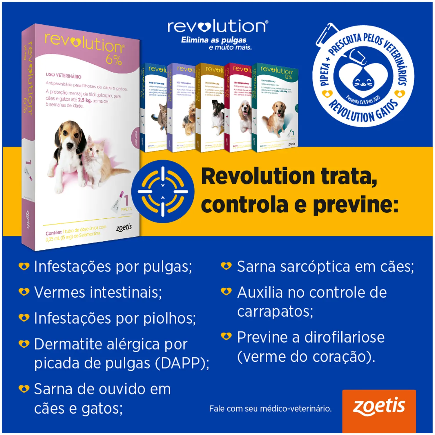 Antipulgas Revolution 6% para Gatos de 2,6kg a 7,5kg